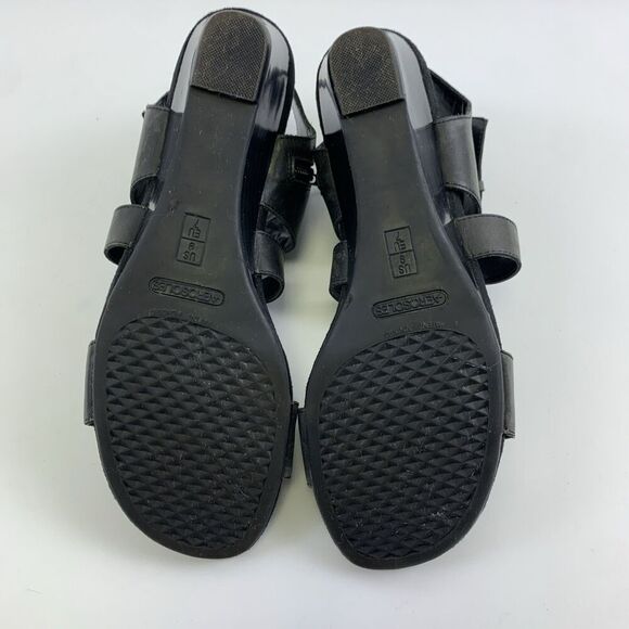 Aerosoles Propryetor Heel Rest Wedge Sandals Black Leather Buckle Zip Womens 9 - Picture 14 of 14